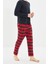 Erkek Pamuklu Bisiklet Yaka Uzun Kol Ekose Pijama Takımı 2