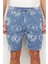 Erkek Pamuk Bisiklet Yaka Kısa Kol Mavi Baskılı Regular Fit Couple Örme Şortlu Pijama Takımı 5