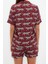 Kadın Viskon Ceket Yaka Kısa Kol Desenli Viskon Gömlek-Şort Dokuma Pijama Takımı 5