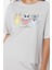 Kadın Bisiklet Yaka Kısa Kol Pamuklu Eğlenceli Baskılı T-Shirt-Pantolon Örme Pijama Takımı 2
