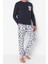 Erkek Pamuk Bisiklet Yaka Uzun Kol Regular Fit Baskılı Pijama Takımı 2