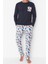 Erkek Pamuk Bisiklet Yaka Uzun Kol Regular Fit Baskılı Pijama Takımı 3
