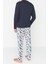 Erkek Pamuk Bisiklet Yaka Uzun Kol Regular Fit Baskılı Pijama Takımı 4