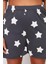 Büyük Beden Kadın Pamuklu Bisiklet Yaka Kısa Kol Yıldız Baskılı Örme Pijama Takımı 5