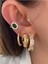 Zümrüt Taşlı Oval Minimal Kadın Earcuff Kıkırdak Küpe 1