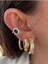 Zümrüt Taşlı Oval Minimal Kadın Earcuff Kıkırdak Küpe 3