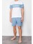Erkek Pamuk Bisiklet Yaka Kısa Kol Regular Fit Slogan Baskılı Örme Şortlu Pijama Takımı 2