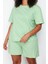 Büyük Beden Kadın Pamuklu Bisiklet Yaka Kısa Kol Kalp Desenli Örme Pijama Takımı 5