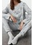Kadın Pamuklu Bisiklet Yaka Uzun Kol Pamuklu Hayvan Desenli Örme Pijama Takımı 2