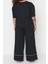 Büyük Beden Kadın Pamuklu Bisiklet Yaka Kısa Kol Baskılı Wide Leg Crop Boy Örme Pijama Takımı 4