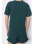Kadın Pamuk Bisiklet Yaka Kısa Kol Nakışlı Fırfır Detaylı T-Shirt-Şort Örme Pijama Takımı 5