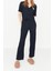 Kadın Polyester Gömlek Yaka Kısa Kol Ayıcık Nakışlı Fitilli Gömlek-Pantolon Örme Pijama Takımı 1