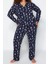 Büyük Beden Kadın Pamuk Polyester Gömlek Yaka Uzun Kol Gömlek Yaka Yılbaşı Temalı Örme Pijama Takımı 2