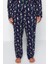 Büyük Beden Kadın Pamuk Polyester Gömlek Yaka Uzun Kol Gömlek Yaka Yılbaşı Temalı Örme Pijama Takımı 5