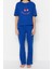 Kadın Bisiklet Yaka Kısa Kol Pamuklu Kiraz Baskılı T-Shirt-Pantolon Örme Pijama Takımı 1