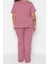 Büyük Beden Kadın Pamuk Polyester Bisiklet Yaka Kısa Kol Baskılı Kısa Kollu Örme Pijama Takımı 5