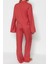 Kadın Viskon V Yaka Uzun Kol Kalp Desenli Bağlama Detaylı Gömlek-Pantolon Dokuma Pijama Takımı 5