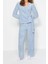 Kadın Polyester Kruvaze Uzun Kol Kruvaze Yaka Wellsoft Gömlek-Pantolon Örme Pijama Takımı 1