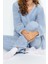 Kadın Polyester Kruvaze Uzun Kol Kruvaze Yaka Wellsoft Gömlek-Pantolon Örme Pijama Takımı 3
