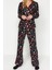 Kadın Polyester Gömlek Yaka Uzun Kol Yumuşak Yılbaşı Temalı Gömlek-Pantolon Örme Pijama Takımı 1