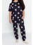 Büyük Beden Kadın Pamuklu Bisiklet Yaka Kısa Kol Ayıcık Desenli Örme Pijama Takımı 1