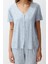 Kadın Viskon V Yaka Kısa Kol Çiçekli Fırfır Detaylı Örme Pijama Takımı 1