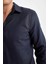 Modern Fit Polo Yaka Dokulu Uzun Kollu Gömlek E0475AX24AU 4