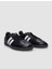 %100 Hakiki Deri Siyah - Beyaz Bağcıklı Kadın Sneaker 2