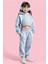 Gro Mavi Pamuklu Kız Çocuk Crop Sweatshirt Eşofman Altı Takım 1