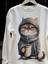 Kedi Baskılı Bisiklet Yaka 3 Iplik Şardonlu Sweatshirt 1
