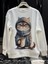 Kedi Baskılı Bisiklet Yaka 3 Iplik Şardonlu Sweatshirt 2