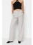Kadın Yeni Moda Boru Paça Regular Boy Dokuma Wide Leg Geniş Paça Yüksek Bel Pantolon 2