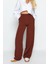 Kadın Yeni Moda Geniş Paça Regular Boy Dokuma Wide Leg Geniş Paça Pantolon 4