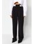 Kadın Yeni Moda Geniş Paça Uzun Boy Dokuma Wide Leg Geniş Paça Bel Detaylı Pantolon 1