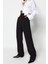 Kadın Yeni Moda Geniş Paça Uzun Boy Dokuma Wide Leg Geniş Paça Bel Detaylı Pantolon 3