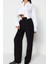 Kadın Yeni Moda Geniş Paça Uzun Boy Dokuma Wide Leg Geniş Paça Bel Detaylı Pantolon 4