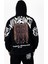 Oversize Halı Baskılı Kanguru Cepli Siyah Kapüşonlu Sweatshirt 1