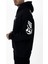 Oversize Halı Baskılı Kanguru Cepli Siyah Kapüşonlu Sweatshirt 4