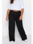 Kadın Yeni Moda Büyük Beden Geniş Paça Regular Boy Örme Krep Yüksek Bel Nervürlü Örme Pantolon 4