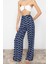 Kadın Yeni Moda Geniş Paça Uzun Boy Dokuma Geometrik Desenli Pantolon 3