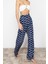 Kadın Yeni Moda Geniş Paça Uzun Boy Dokuma Geometrik Desenli Pantolon 4
