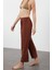Kadın Yeni Moda Geniş Paça Uzun Boy Dokuma Ekru Şalvar Pantolon 3
