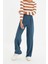 Kadın Yeni Moda Boru Paça Regular Boy Dokuma Wide Leg Geniş Paça Yüksek Bel Pantolon 3