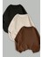 Kadın Siyah Bej Kahverengi Düz Bisiklet Yaka 3lü Sweatshirt Set 1