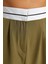 Kadın Yeni Moda Boru Paça Regular Boy Dokuma Wide Leg Geniş Paça Yüksek Bel Kemer Detaylı Pantolon 4