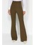 Kadın Yeni Moda Ispanyol Paça Regular Boy Dokuma Ispanyol Paça Flare Pantolon 1