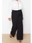 Kadın Yeni Moda Büyük Beden Geniş Paça Uzun Boy Örme Kemeri Cırtlı Pileli Wide Leg Örme Pantolon 3