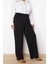 Kadın Yeni Moda Büyük Beden Geniş Paça Uzun Boy Örme Kemeri Cırtlı Pileli Wide Leg Örme Pantolon 4