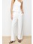 Kadın Yeni Moda Boru Paça Regular Boy Dokuma Wide Leg Geniş Paça Yüksek Bel Pantolon 3