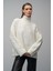 Balıkçı Yaka Inci Detaylı Oversize Triko Kazak Ekru 8240 5